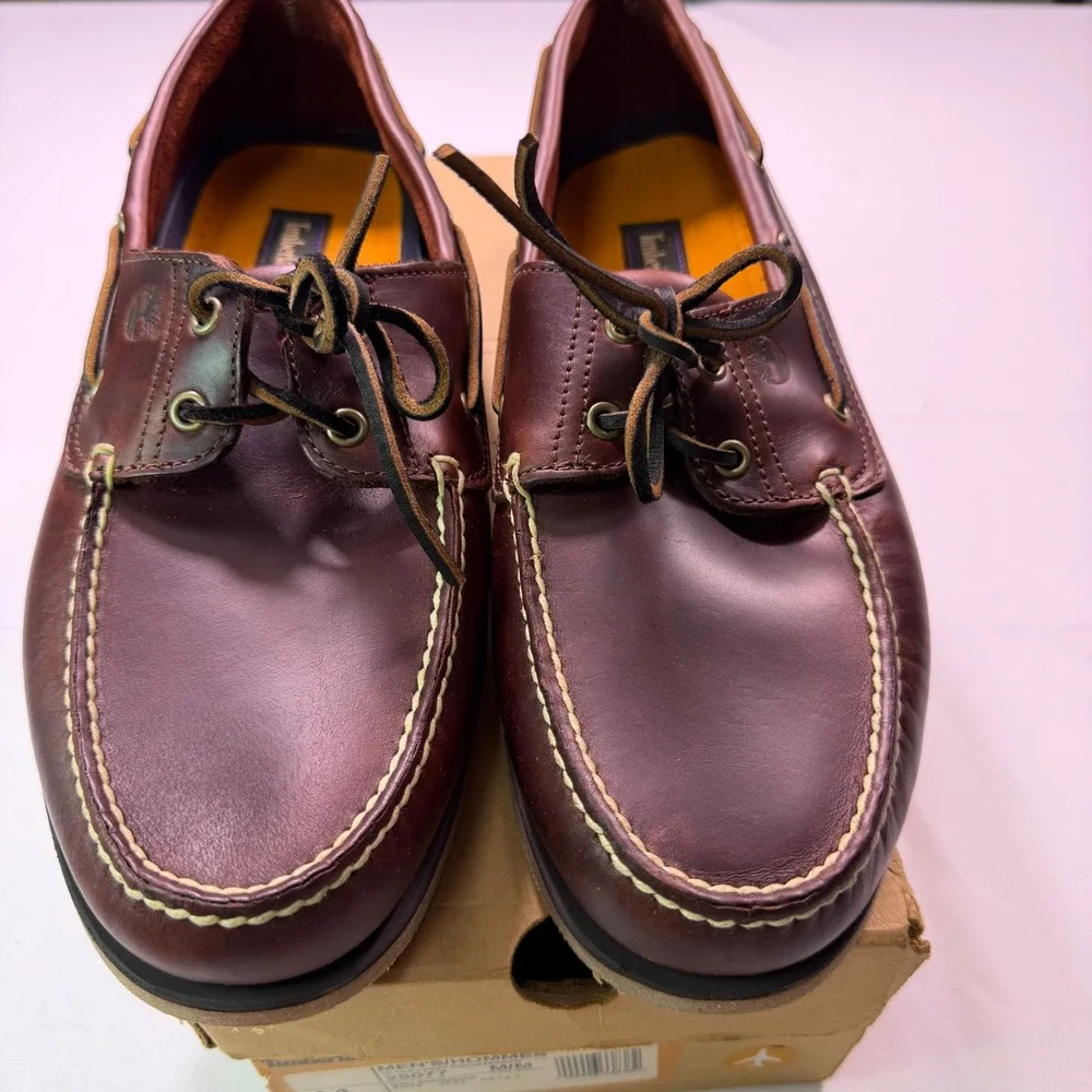 Timberland Mens Classic Boat Shoes Rootbeer Brown Leather Deck Shoes Size 14
